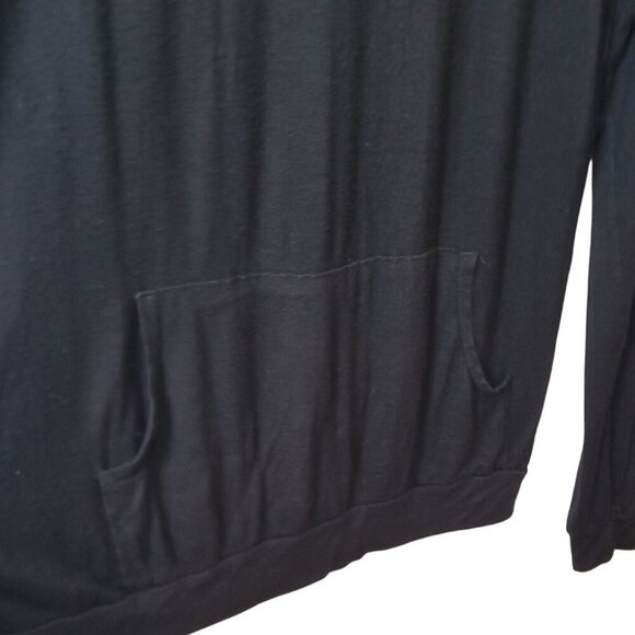 French Pastry Black Hoodie "I Donut Care" Lightweight Pullover With Drawstrings - Picture 8 of 9